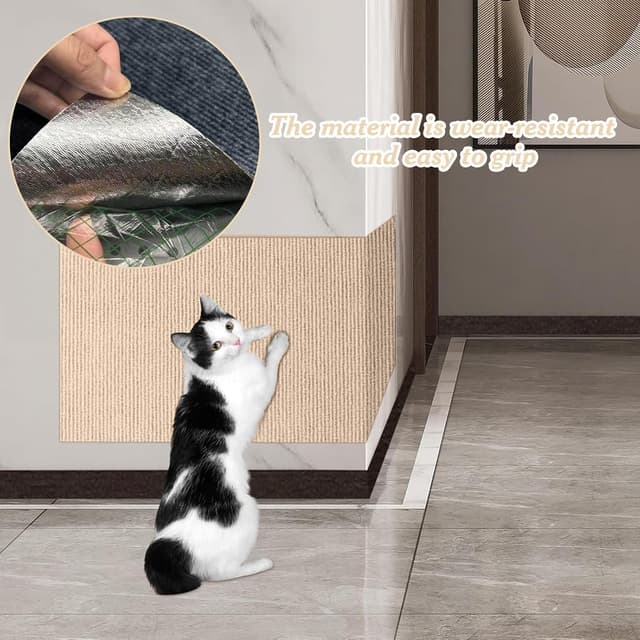 Detalle de Selbstklebende Kratzmatte für Katzen (40 x 200 cm) – DIY Kratzteppich zum Schutz von Möbeln, khaki