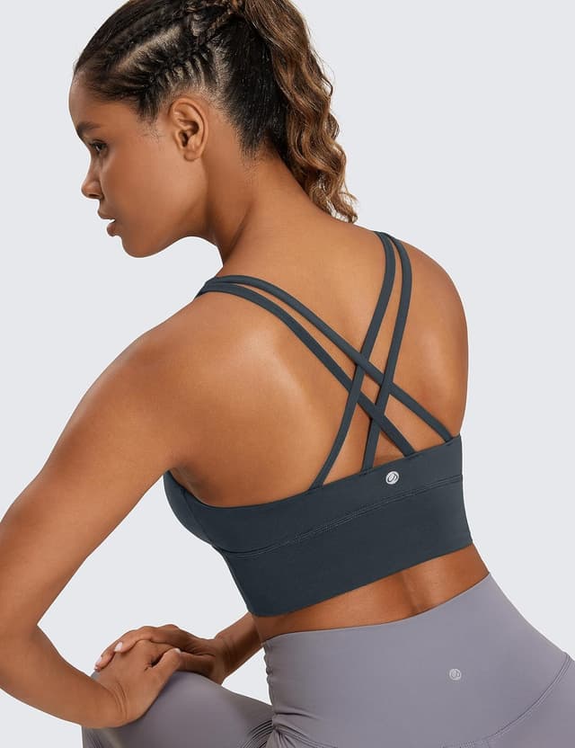Detalle de CRZ YOGA brassière de sport longue sans armatures, dos croisé et coussinets amovibles