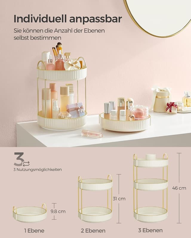 Detalle 1 de SONGMICS Make-up Organizer drehbar 3 Ebenen
