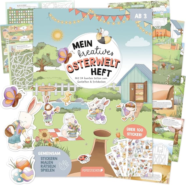 Imagen de Papierdrachen Mein kreatives Osterhasenwelt Stickerheft en OfertitasTOP