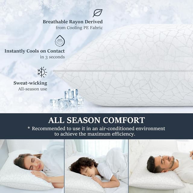 Detalle 2 de COZSINOOR Queen Size Bed Pillows (Set of 2) with Cooling Down-Alternative Fill