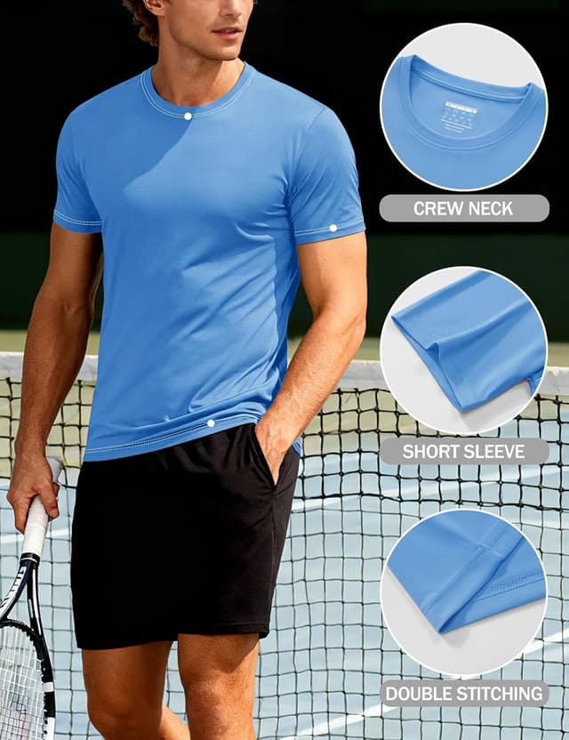 Detalle 2 de KEFITEVD Men’s quick-dry stretchy T-shirt with UPF 50+ fabric for summer sport