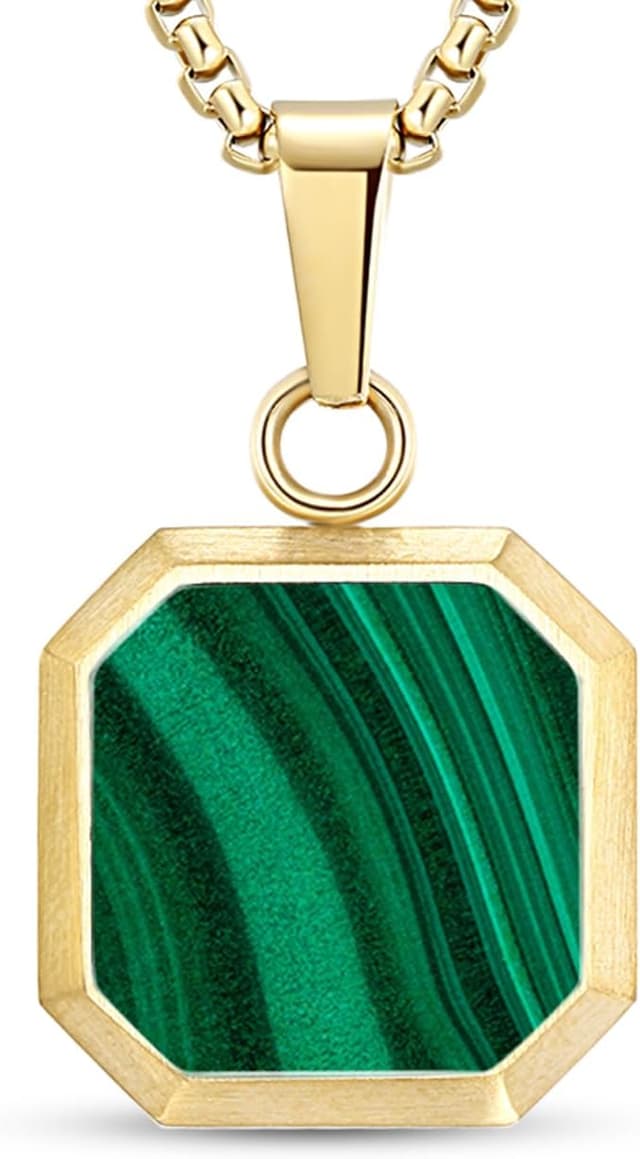 Detalle de TUNGSTORY Edelstahl vergoldete Halskette mit schwarzem Onyx – 45 + 6 cm mit Anhängern, minimalistisch modern