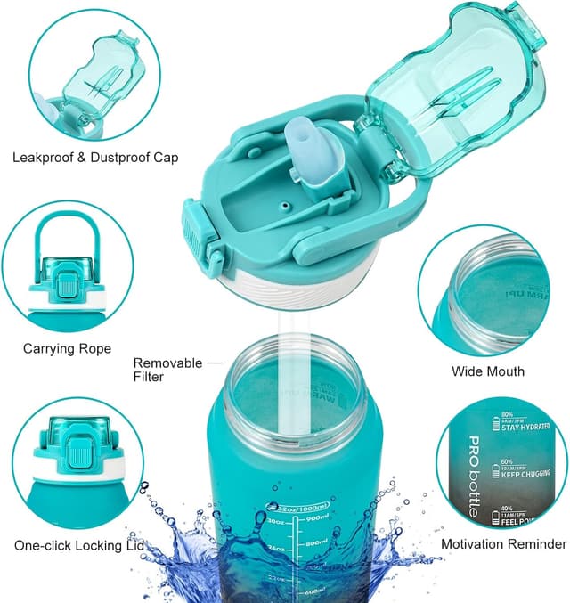 Thumbnail 2 de SEASEVEN Sports 1L water bottle with straw