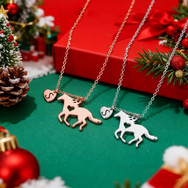 Detalle 2 de TINGN Pferde Mädchen Geschenk: Buchstaben-Herz Kette aus Edelstahl (A–Z) für Teenager