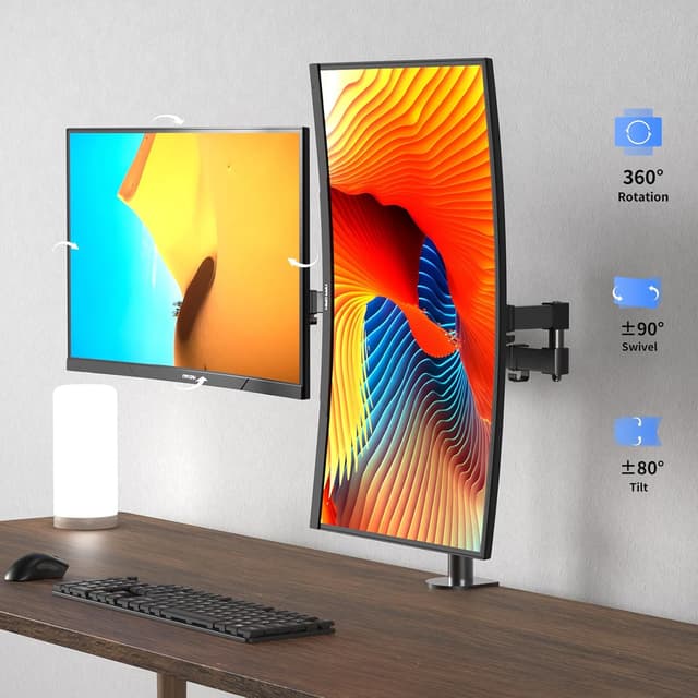 Detalle de Bracwiser MD7821 single fully adjustable standing desk monitor arm (800mm height, VESA 75/100)