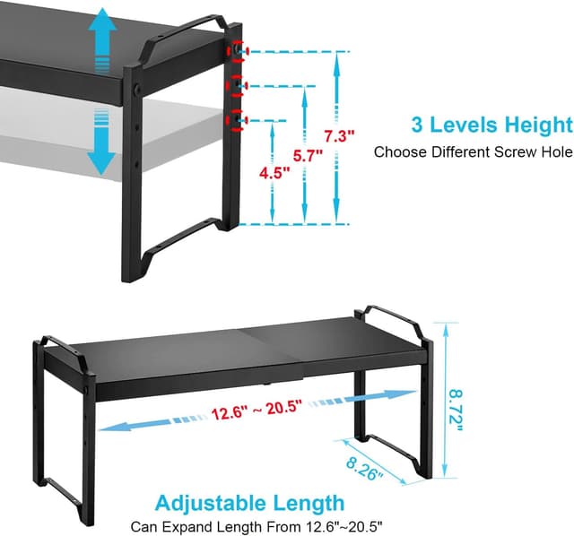 Detalle 2 de Expandable Cabinet Countertop Shelves 2-Pack