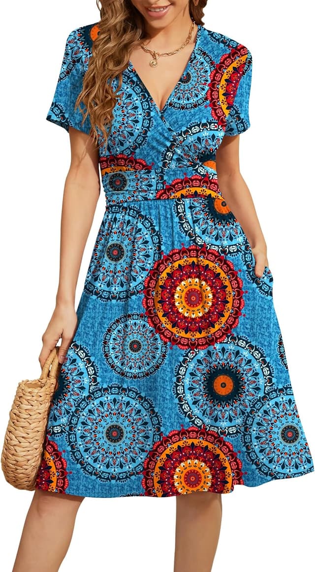 Thumbnail 6 de WEACZZY Women's V-Neck Floral Dress with Pockets ๐