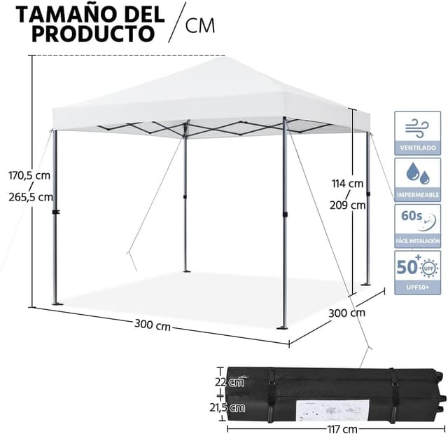 Thumbnail 3 de Yaheetech Carpa Plegable 3x3m Cenador