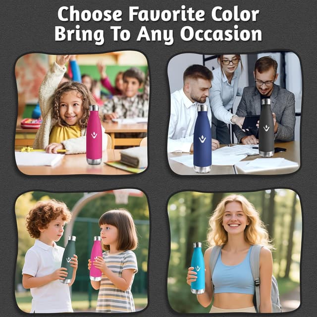 Detalle 2 de Motswedi Borraccia Termica Bambini 500 ml doppia parete 18/8 in acciaio inox, nero