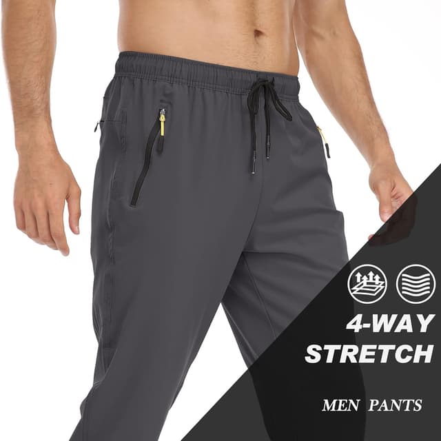 Detalle de Rapoo Men’s Lightweight Pants with Zipper Pockets (Quick Dry 4-Way Stretch Workout & Travel Pants)