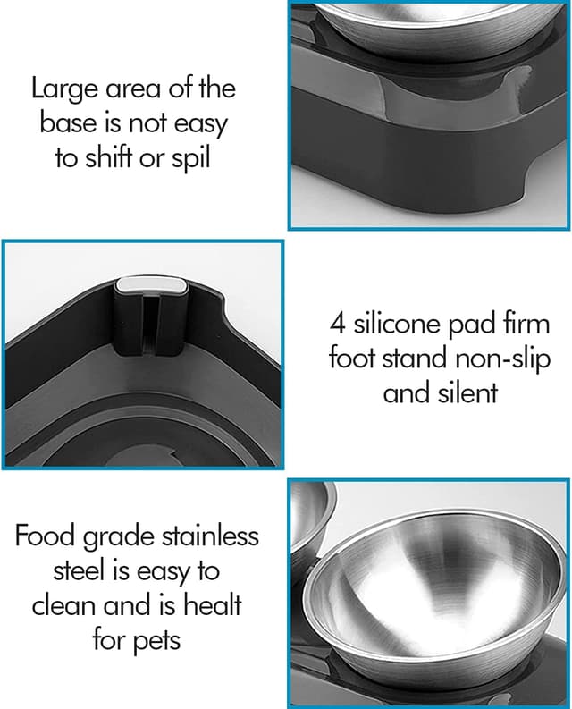 Detalle 2 de Edipets erhöhter Katzennapf aus Edelstahl (Einzel oder Doppel) mit Antischling-Effekt