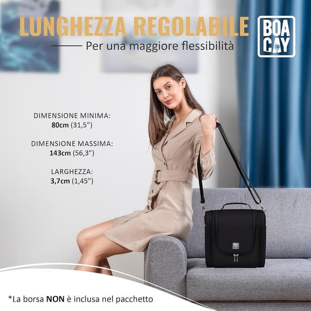 Detalle de BOACAY tracolla di ricambio universale regolabile per borsa, cinghia intercambiabile con gancio rotante 360°