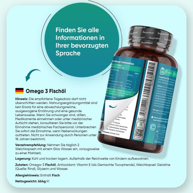 Detalle 2 de WeightWorld Omega 3 2000mg Weichkapseln