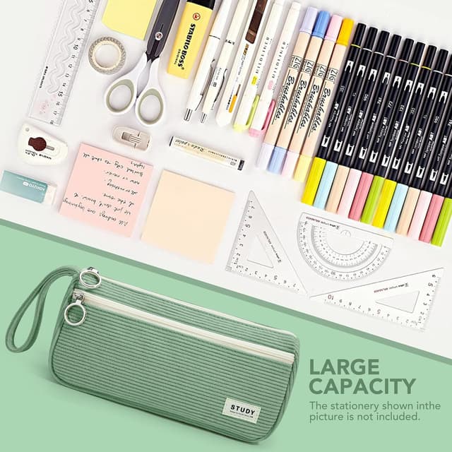 Thumbnail 6 de KALIDI Cord-stoff Federmäppchen mit 3 Fächern – große Kapazität für Schule & Büro