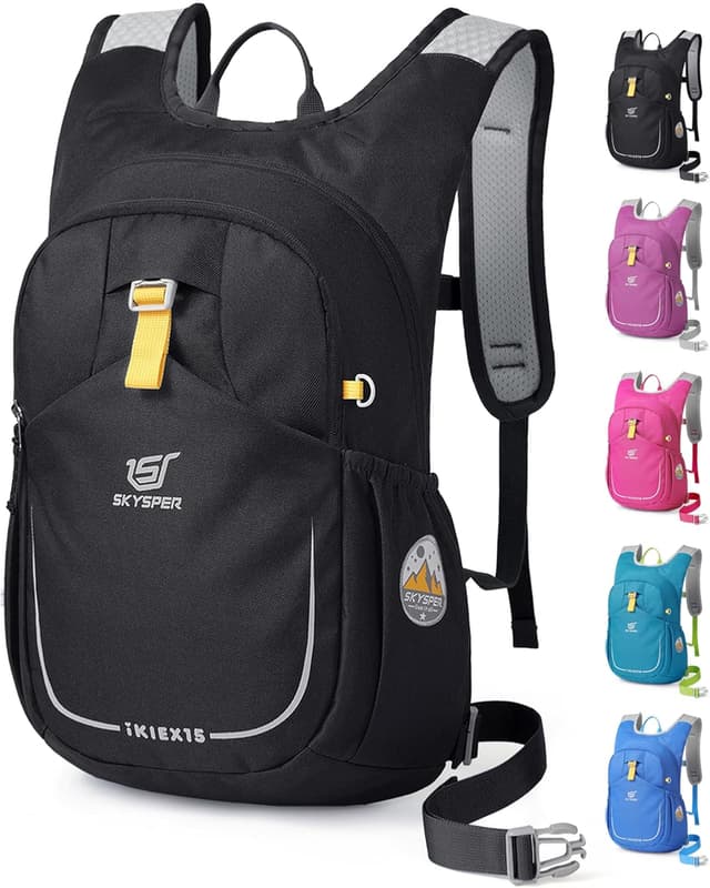 Detalle de SKYSPER Kinderrucksack 15L – leichter Wanderrucksack mit Hydrationsfach & Sicherheitspfeife
