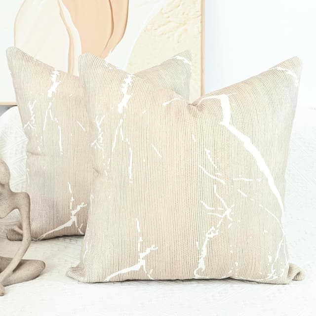 Detalle de OYIMUA 2er Set Deko-Kissenbezüge 50x50 Beige aus Chenille