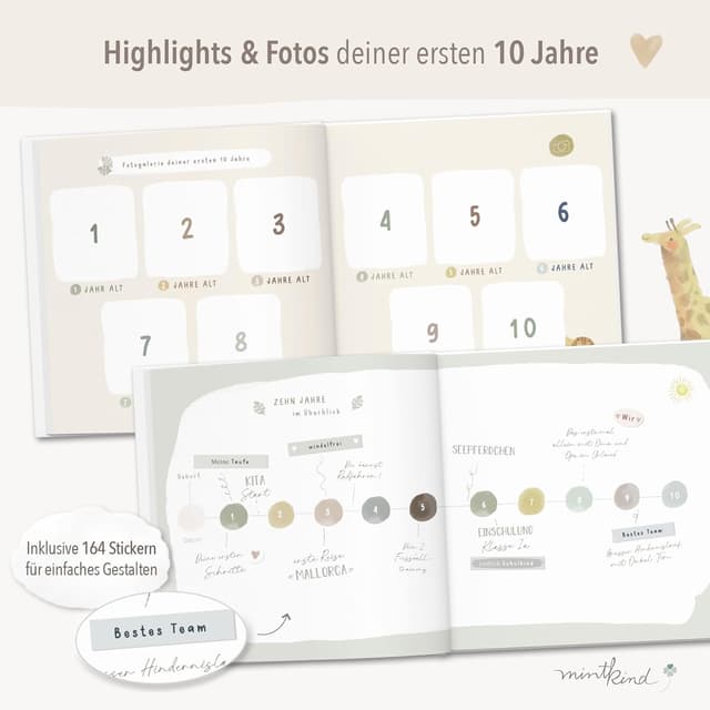 Thumbnail 5 de mintkind Erinnerungsalbum Salbei 0–10 Jahre