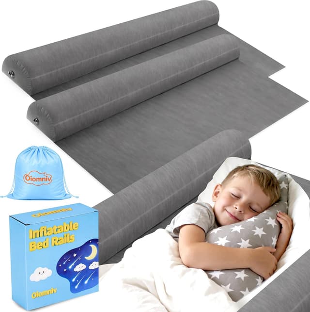 Detalle de Oiomniv aufblasbares Bettschutzgitter (2er-Set) – tragbarer Rausfallschutz für Kleinkinder