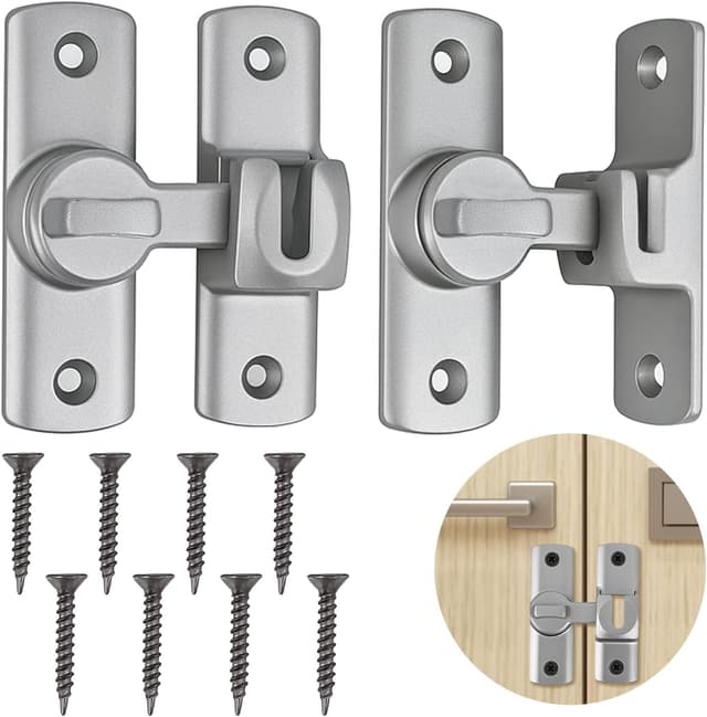 Detalle de Sliding door latch, 2 pack black alloy