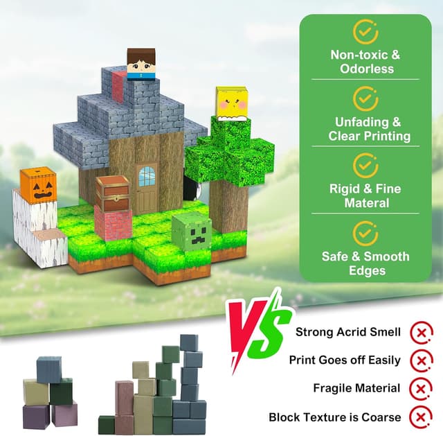 Detalle 2 de HISHOPTOY magnetische Bausteine (108 Teile) – ländliches Haus & Naturalltag für Kinder ab 3 Jahren