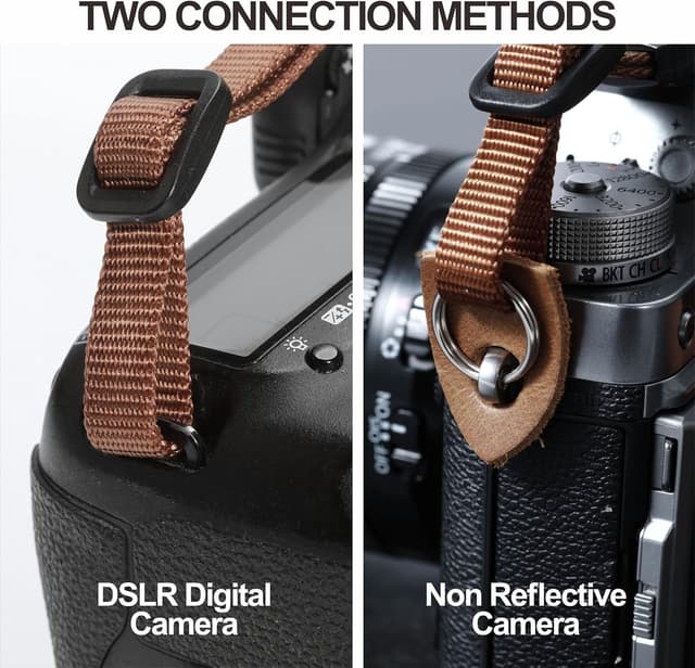 Detalle 2 de Padwa Lifestyle Pink Camera Strap (Double Layer Crazy Horse Cowhide) – 1.5in Cotton Woven Adjustable Strap