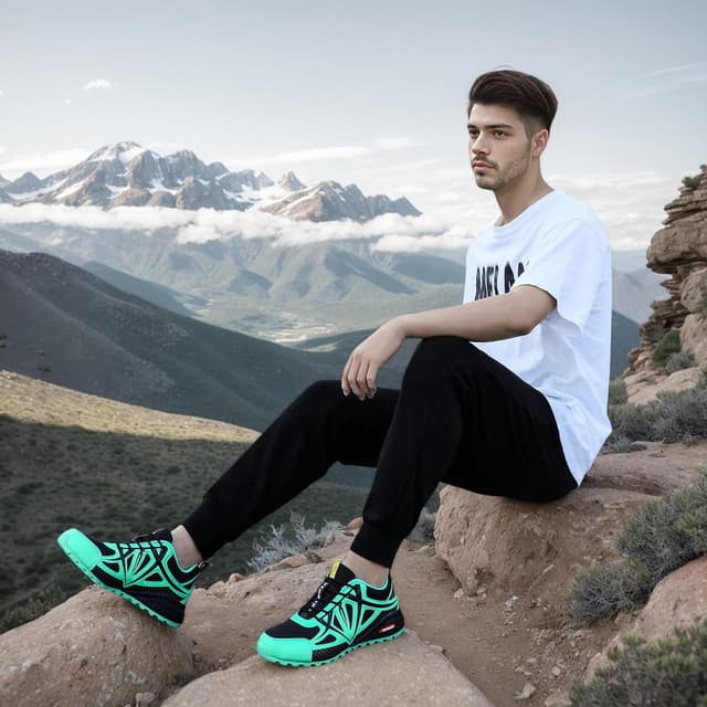 Detalle de VENROXX Traillaufschuhe Herren – leichte, atmungsaktive Outdoor-Wanderschuhe mit rutschfester Sohle (Gr. 39–48)