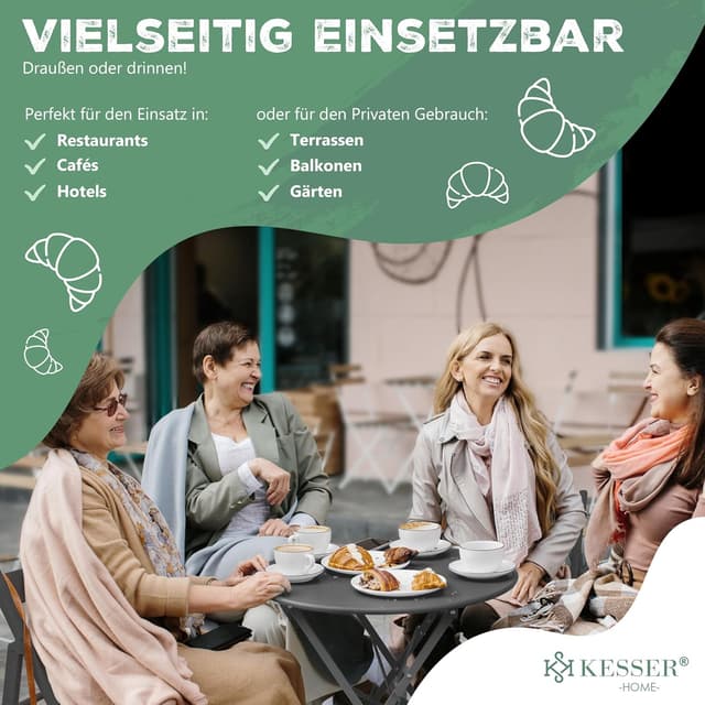 Detalle 2 de KESSER® Bistroset 3-teilig mit Bistrotisch und 2 klappbaren Stühlen (Anthrazit, mit Abdeckung)