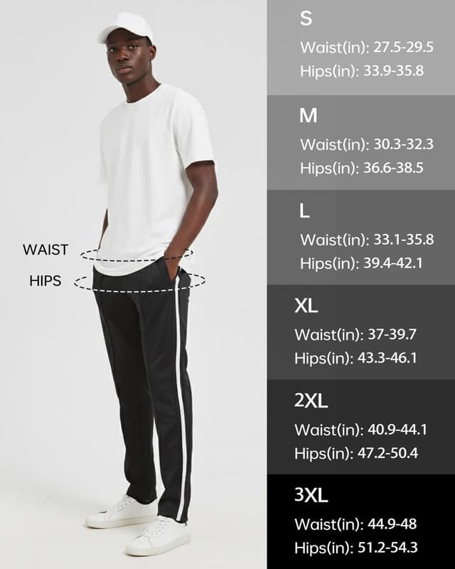 Detalle 2 de Zylioo Tall Mens Track Pants with Side Stripe extra-long joggers and zip pockets