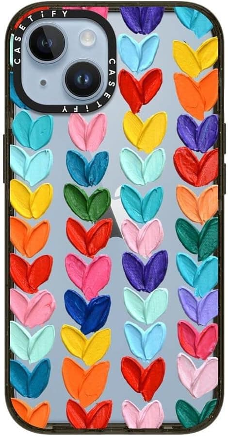 Detalle de CASETiFY Impact iPhone 14 Case (Polka Daub Hearts) with 8.2ft Drop Protection