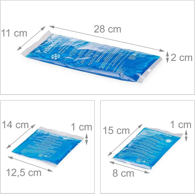 Detalle de Relaxdays lot de 4 compresses thermiques avec gel chaud-froid (premiers secours, sport, muscles)