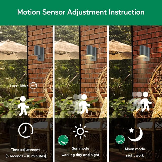 Detalle de Kerry motion sensor wall lights IP44