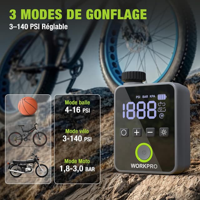 Thumbnail 6 de WORKPRO Mini Compresseur d’Air 140 PSI