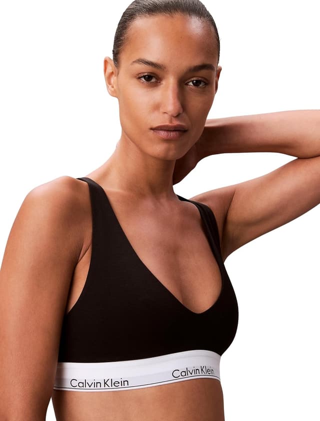 Detalle de Calvin Klein Donna Bralette Unlined Triangle con spalline regolabili: comoda e senza imbottitura