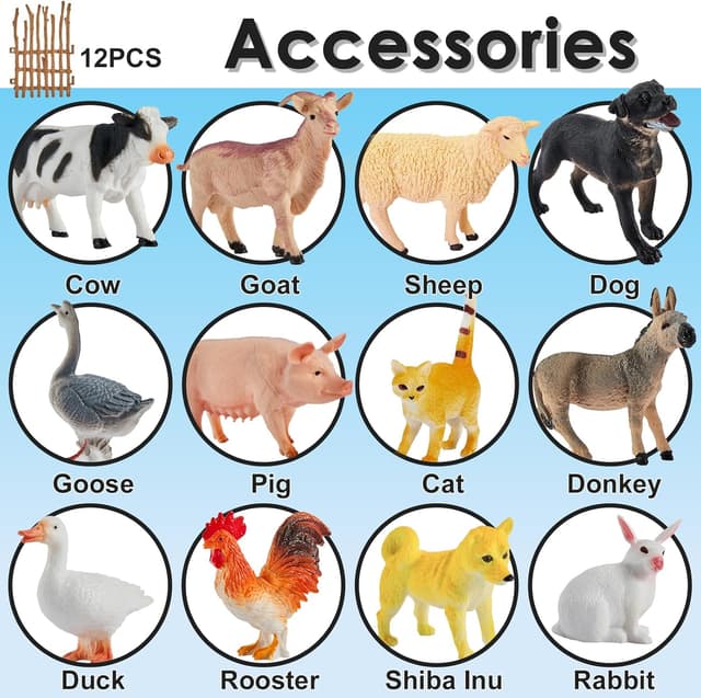 Thumbnail 4 de BUYGER Kids Farm Animals set with fence 🐥