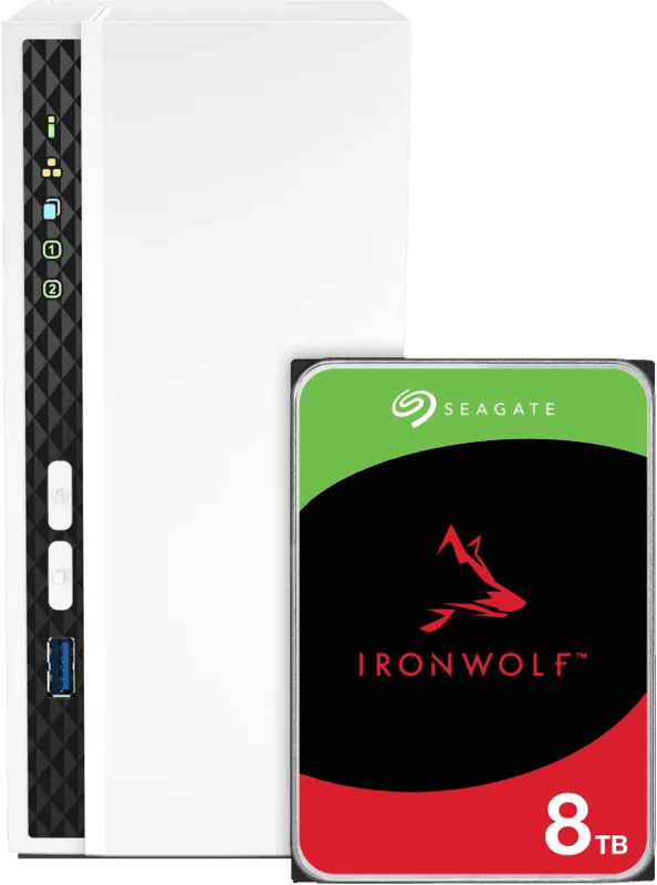 Detalle de QNAP TS‑233 mit Seagate Ironwolf 8 TB