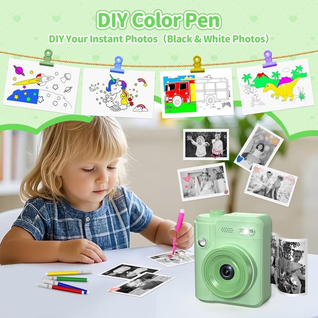 Detalle de Gofunly Sofortbildkamera für Kinder (1080P, 32 GB) inkl. Druckpapier – Kamera zum Sofortausdrucken für 3–12 Jahre