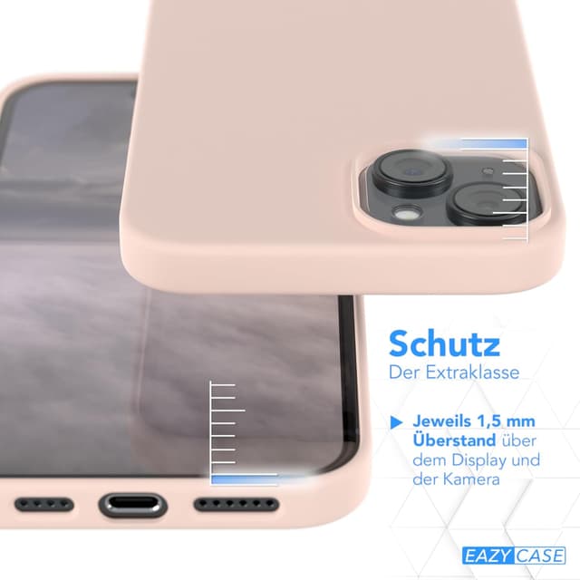 Detalle 2 de EAZY CASE Silikonhülle für iPhone 15 Plus mit Qi Charging & Kameraschutz (Nude Rosa)