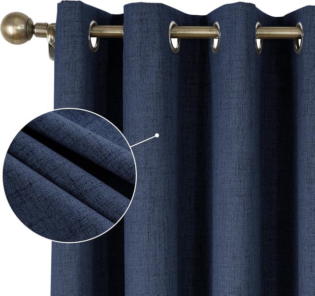 Thumbnail 6 de CUCRAF 100% Blackout Curtains Blue (108 Inch Drop) – 2 Panel Thermal Eyelet Soft Texture