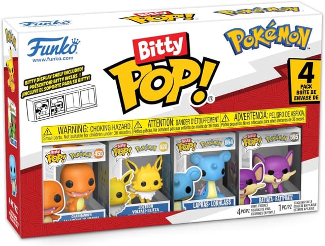 Detalle de Funko Bitty Pop! Pokémon Charmander - Jolteon - Lapras - Rattata, pack de 4 mini figurines (2,2 cm)