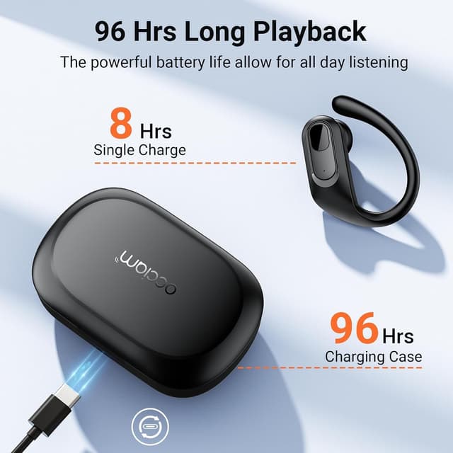 Detalle de occiam 96Hrs Bluetooth Earbuds with Earhooks