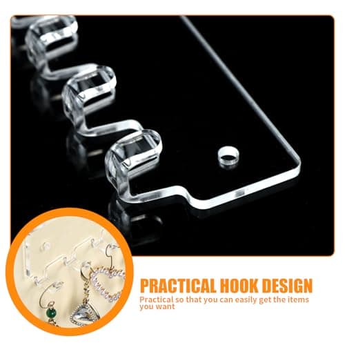 Detalle 2 de Colgador de collares y joyas xyuayamz para pared con 12 ganchos (2 piezas) de acrílico transparente