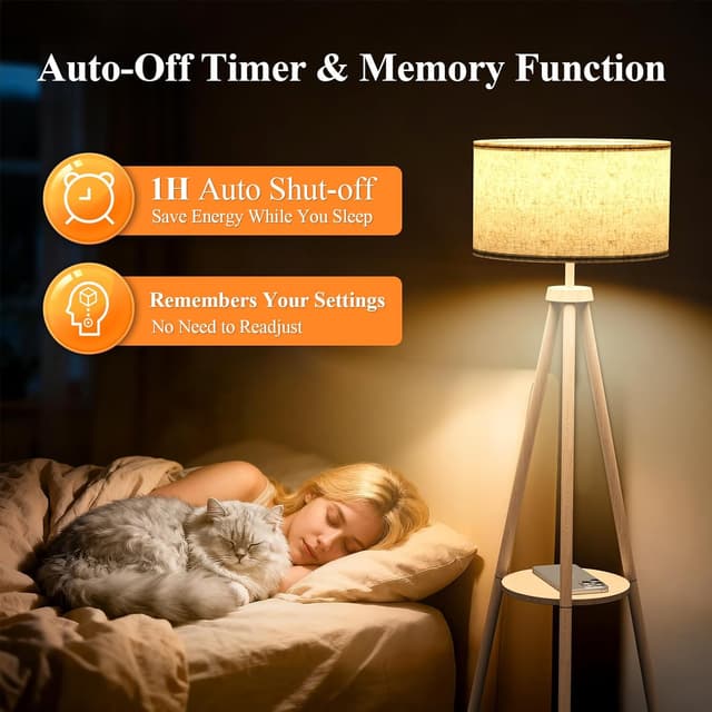 Thumbnail 3 de YICAIZI Tripod Floor Lamp with Storage Shelves