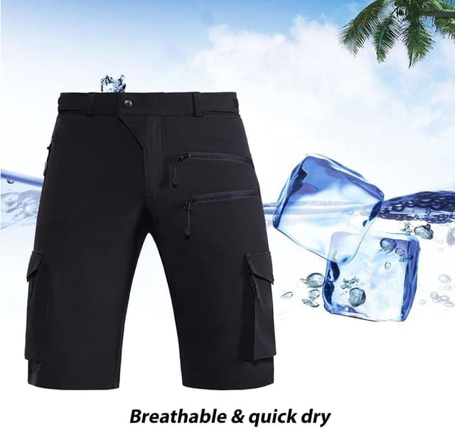 Detalle de Hiauspor Herren Shorts – leichte, schnell trocknende Cargo-Bermuda mit 5 Taschen