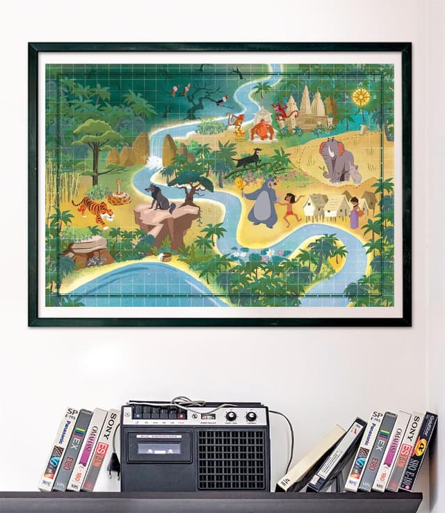 Detalle 2 de Puzzle adulte Clementoni Compact 1000 pièces – Story Maps : Le Livre de la Jungle