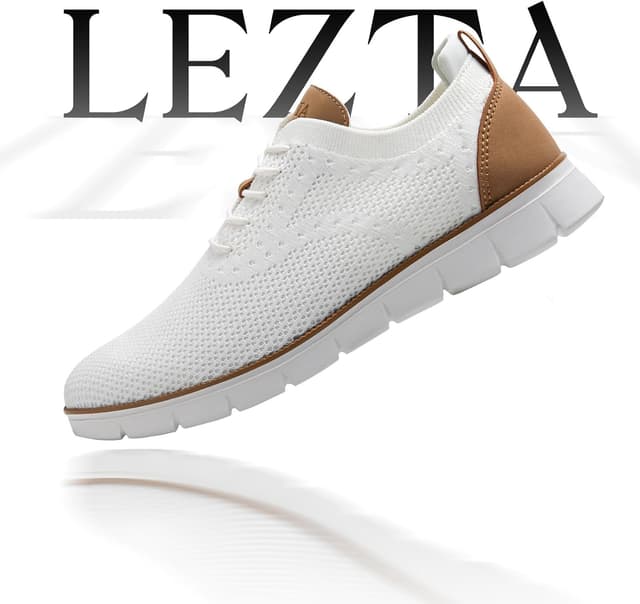 Detalle de LEZTA Herren Anzugschuhe Sneaker (Oxford-Style) – atmungsaktive Mesh-/Strick-Oberfläche, rutschfest