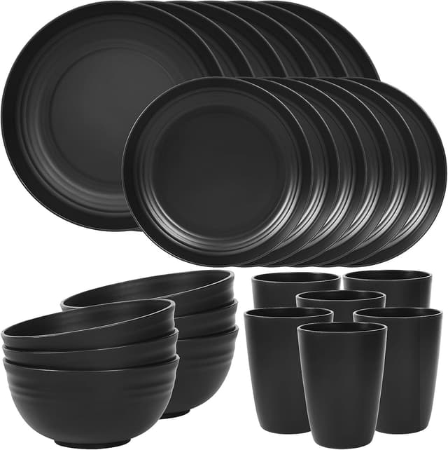 Detalle de Quatish 24-Piece Unbreakable Dinnerware Set for 6 🍽