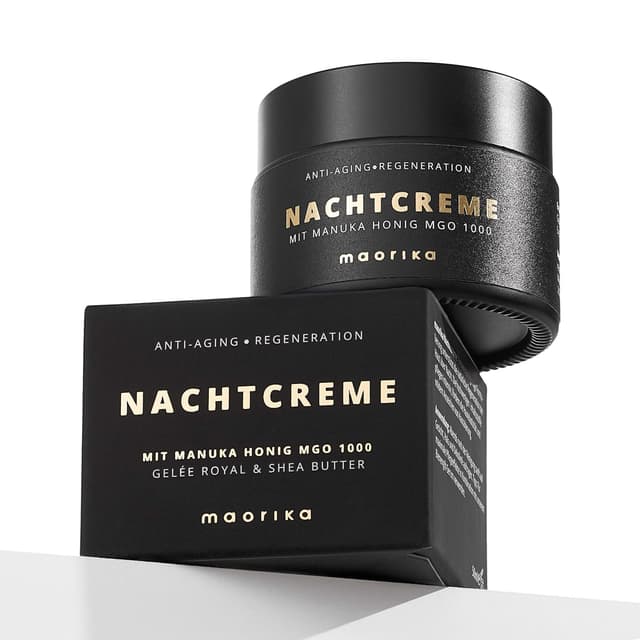 Detalle de maorika Nachtcreme mit Manuka Honig MGO 1000+ – neutrale Anti-Aging Pflege mit Gelee Royal, Bienenwachs & Sheabutter (50 ml)