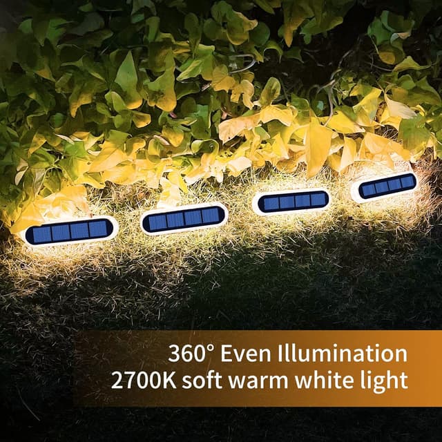 Detalle de YiLaie Luci Solari da Giardino esterne IP68 (4 pezzi), luce calda 2700K con sensore auto on/off per scale e percorso