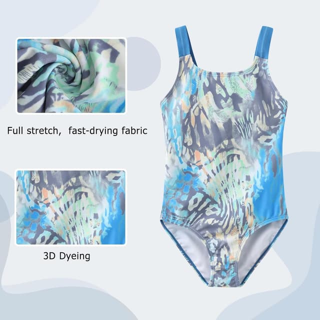 Detalle de Aisyee girls one-piece swimming costume with elasticated strap (adjustable buckles), age 5–16